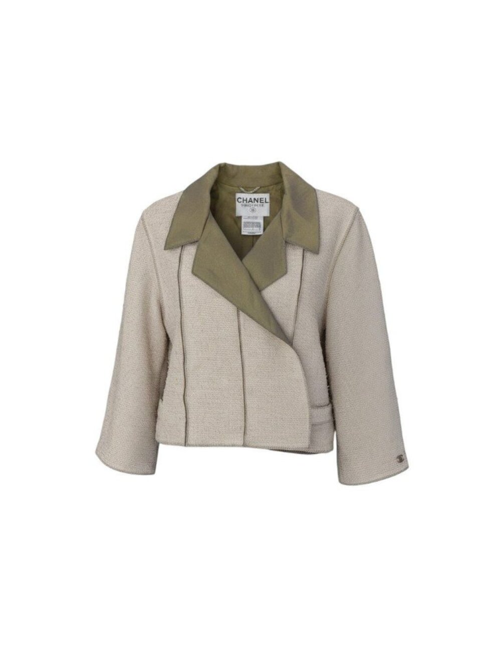 Chanel Cf9 Tweed Jacket 34 Beige Polyester